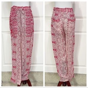 Johnny Was Red and Cream Wide Leg Pants